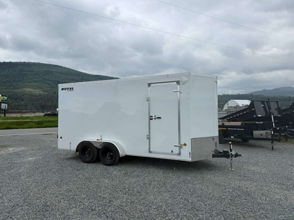 2026 7X14 CARGO TRAILER, TANDEM AXLE, BARN DOORS, 84", BARN DOORS, STEEL, WHITE, 10141GVWR