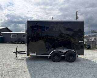 2026 7X14 CARGO TRAILER, TANDEM AXLE, REAR RAMP, 84", REAR RAMP, STEEL, CHARCOAL, 10141GVWR