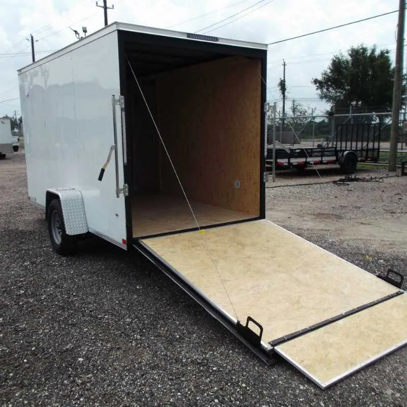 2027 6X12 CARGO TRAILER, SINGLE AXLE, BARN DOORS, 78", BARN DOORS, STEEL, WHITE, 2990GVWR - Image 4